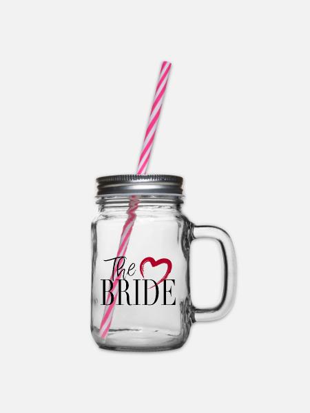 The Bride - Die Braut , Hochzeit Wedding Liebe - Henkelglas mit Schraubdeckel - Klar