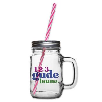 123 Gude Laune - Spruchmotiv für gute Laune - Henkelglas mit Schraubdeckel - Klar - Rechts