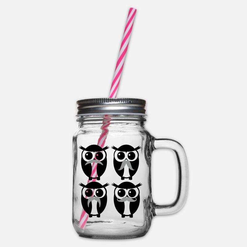 moustache owl - Bocal à boisson - transparent