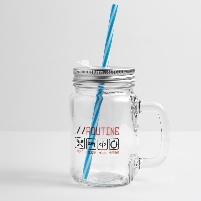 Routine Eat Sleep Code Repeat Software Developer C Henkelglas mit Schraubdeckel