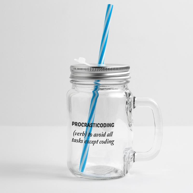 Procrasticoding Verb To Avoid All Tasks Coding Dev Henkelglas mit Schraubdeckel