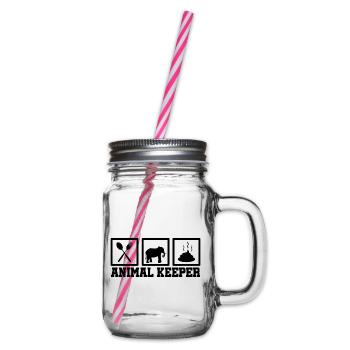 Retro Graphic Animal Keeper Zoo Keeper Animal Love - Henkelglas mit Schraubdeckel - Klar - Rechts