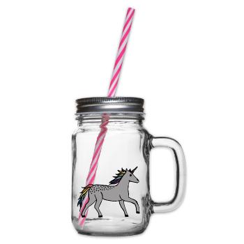 Cute Unicorn - Glass jar with handle and screw cap - clear - Right
