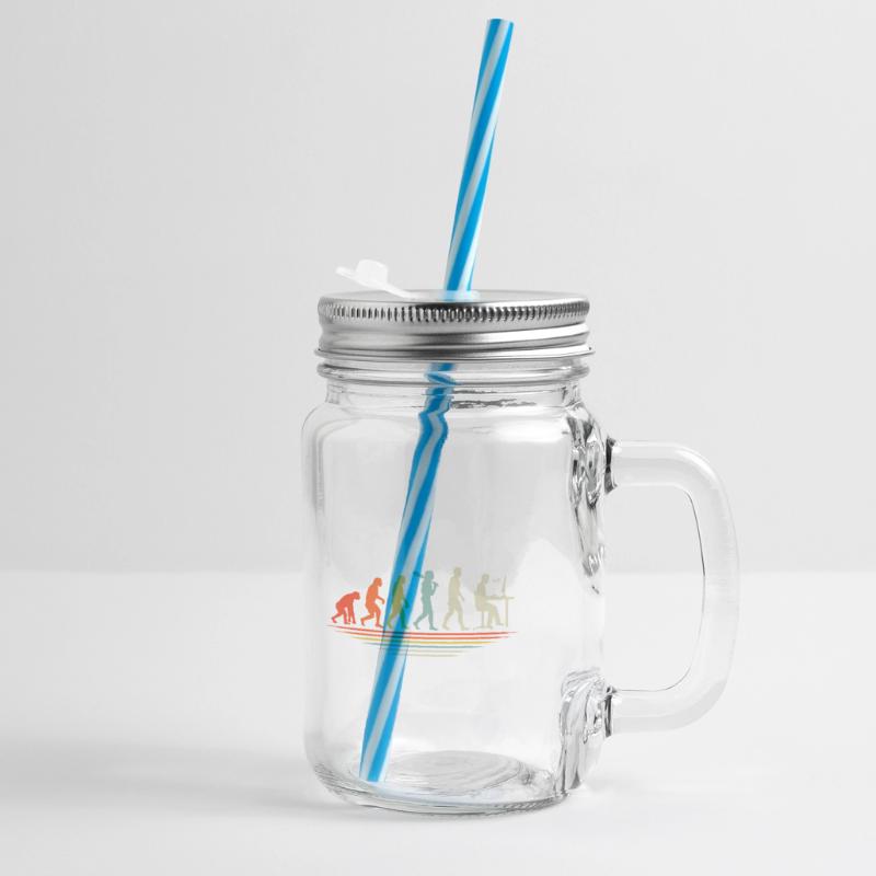 Kaffee-Codierung Evolution Programmierer Entwickler Nerd Coffe Henkelglas mit Schraubdeckel