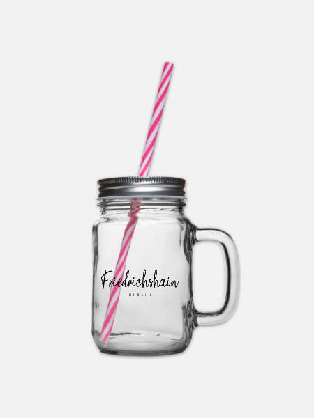 Berlin Friedrichshain Stadtteil Kiez Deutschland - Henkelglas mit Schraubdeckel - Klar