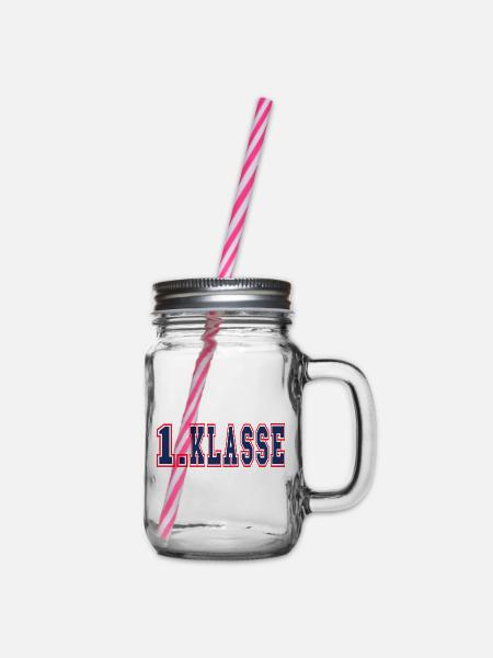 1. Klasse - Einschulung in Klasse 1 - Henkelglas mit Schraubdeckel - Klar