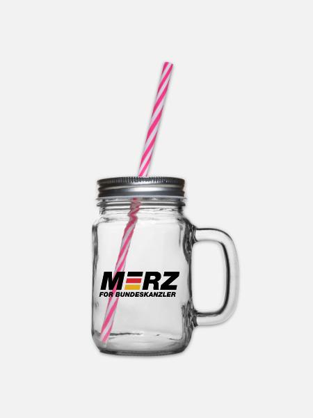 Merz for Bundeskanzler - Kanzler - Kanzlerkandidat - Henkelglas mit Schraubdeckel - Klar