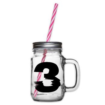 3 Number - Glass jar with handle and screw cap - clear - Right