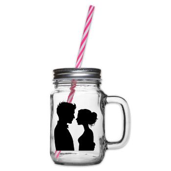 Couple Wedding Couple Marriage - Glass jar with handle and screw cap - clear - Right