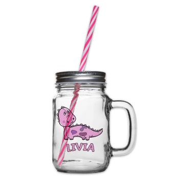 enfant drôle de dinosaure d'anniversaire cadeau Livia - Bocal à boisson - transparent - Droite
