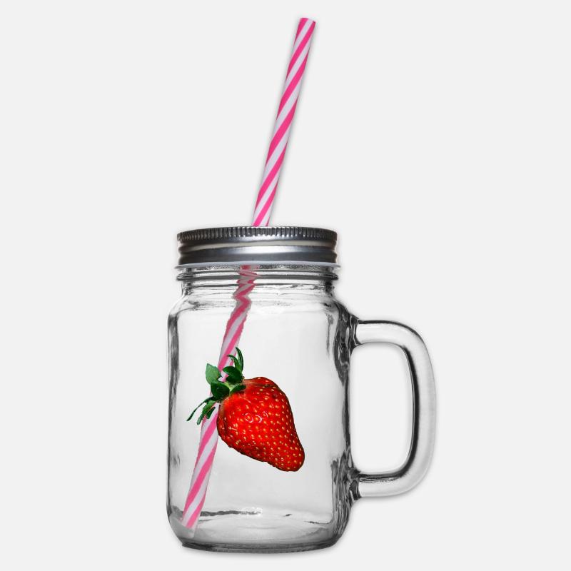 Erdbeere - Henkelglas mit Schraubdeckel - Klar