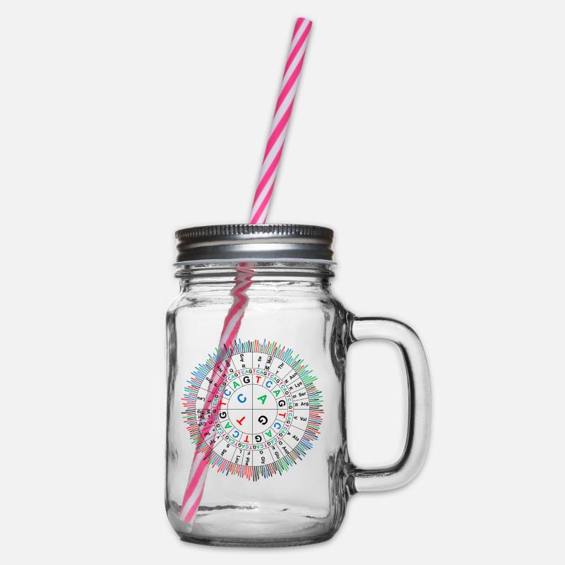 Sanger Codon Circle - Glass jar with handle and screw cap - clear