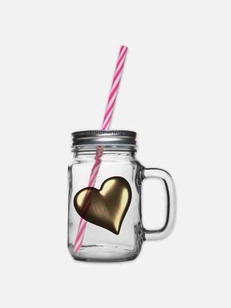 Herz aus Gold / Heart of Gold - Henkelglas mit Schraubdeckel - Klar
