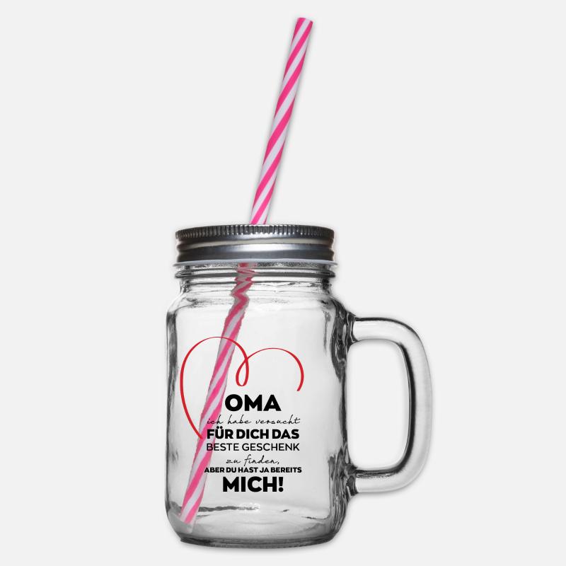 Oma Großmutter lustiges Geschenk - Henkelglas mit Schraubdeckel - Klar