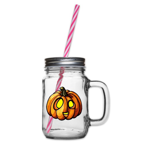Pumpkin Halloween watercolor scribblesirii - Słoik do picia z pokrywką