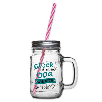 Glück Ist Einen Opa Wie Dich Zu Haben Geschenk Opa - Henkelglas mit Schraubdeckel - Klar - Rechts