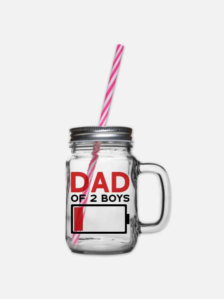 DAD OF 2 BOYS - Henkelglas mit Schraubdeckel - Klar