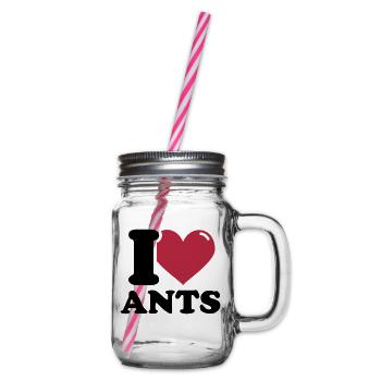 I Love Ants - Ameisen - Ameise - Henkelglas mit Schraubdeckel - Klar - Rechts