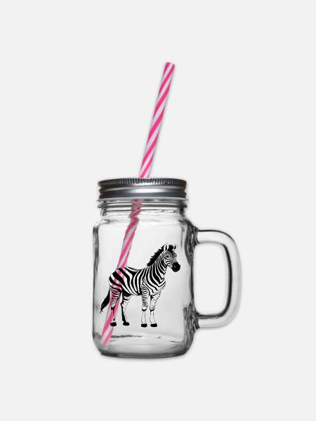 Zebra schwarz - Henkelglas mit Schraubdeckel - Klar
