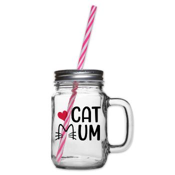 Katze - Henkelglas mit Schraubdeckel - Klar - Rechts