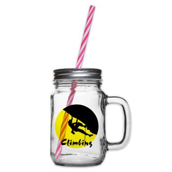 climbing, climber - Glass jar with handle and screw cap - clear - Right