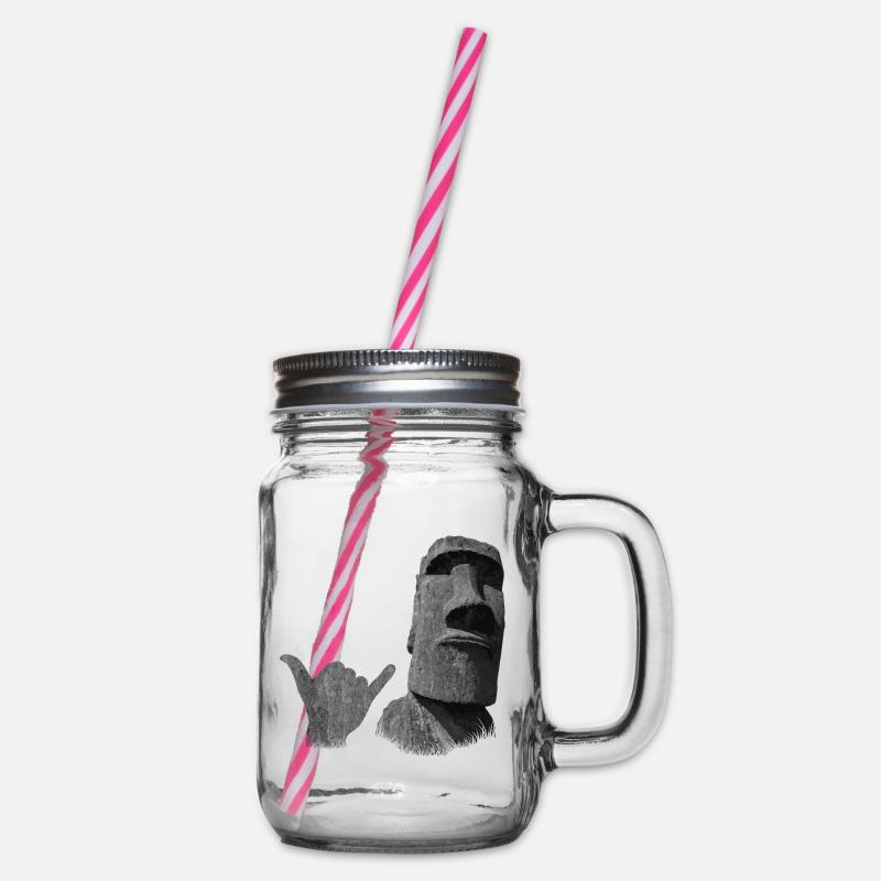 Funny Easter Island Moai Statue Surfer Shaka - Bocal à boisson - transparent