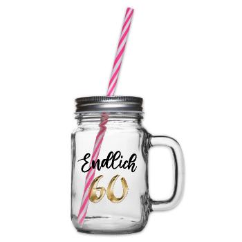 60 Jahre 60. Geburtstag 60jährig Geschenk - Henkelglas mit Schraubdeckel - Klar - Rechts
