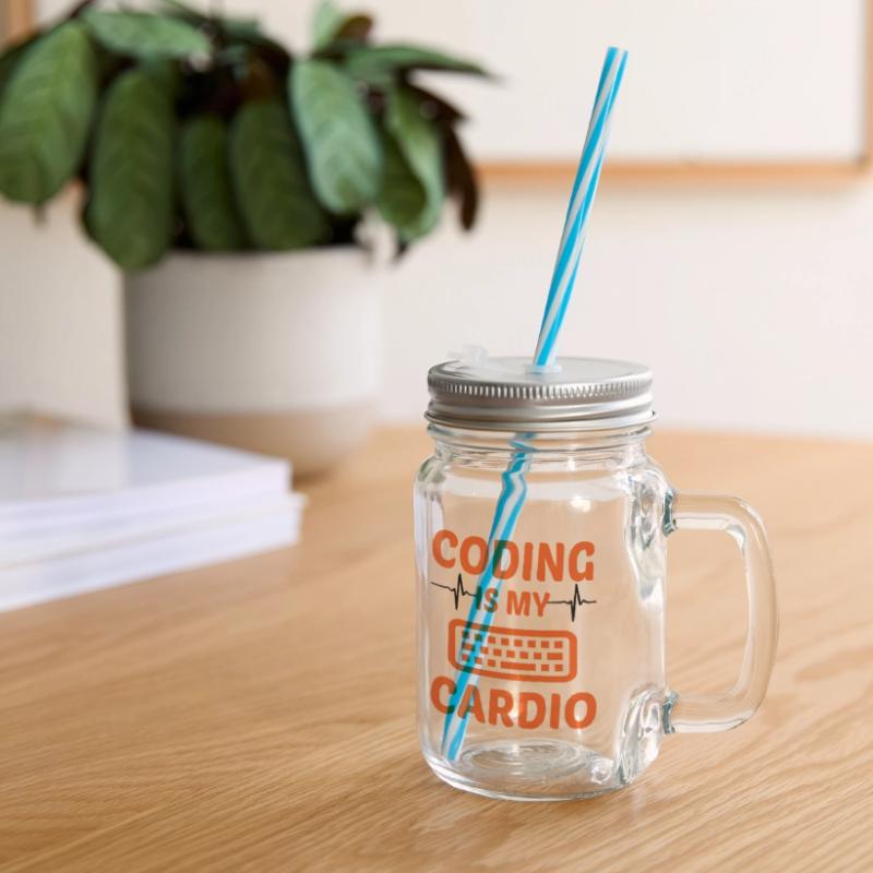 Coding Is My Cardio Programming Coder Computer Gee Henkelglas mit Schraubdeckel