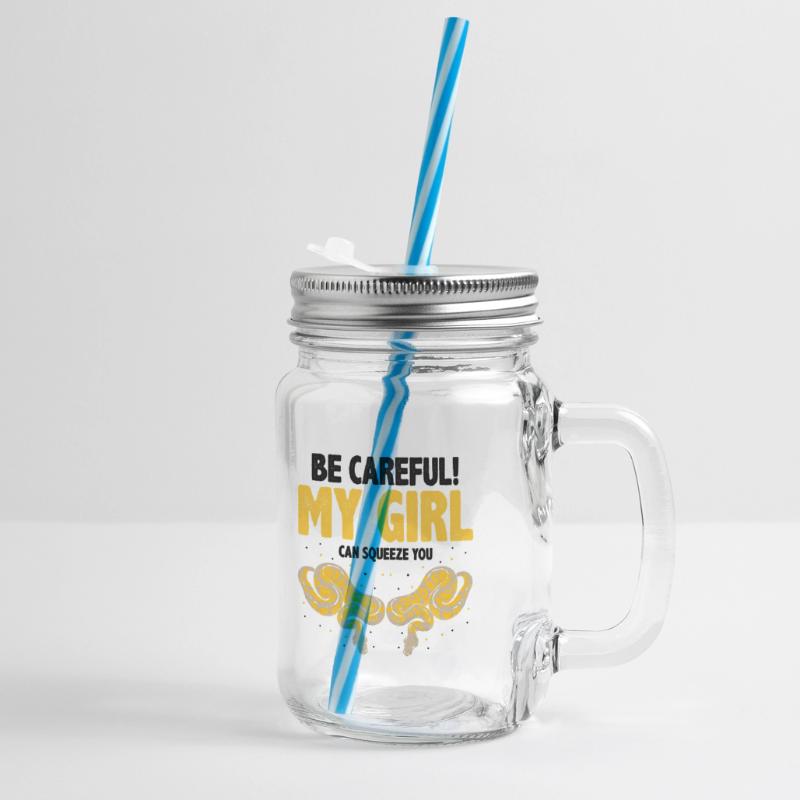 King python design for snake lovers Glass jar with handle and screw cap
