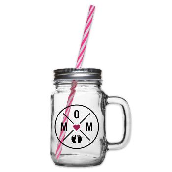 Maman Coeur Bébé Bébé Pieds Maman Amour Fête des Mères Maman - Bocal à boisson - transparent - Droite