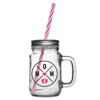Maman Coeur Bébé Bébé Pieds Maman Amour Fête des Mères Maman - Bocal à boisson - transparent - Droite