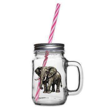 Vintage Elefant Illustration – Kraft & Natur - Henkelglas mit Schraubdeckel - Klar - Rechts