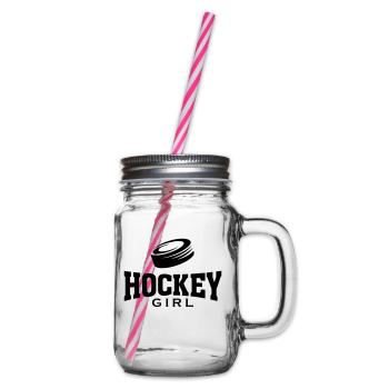 HOCKEY GIRL MIT PUCK - Henkelglas mit Schraubdeckel - Klar - Rechts