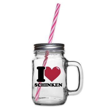 I love Schinken - Henkelglas mit Schraubdeckel - Klar - Rechts