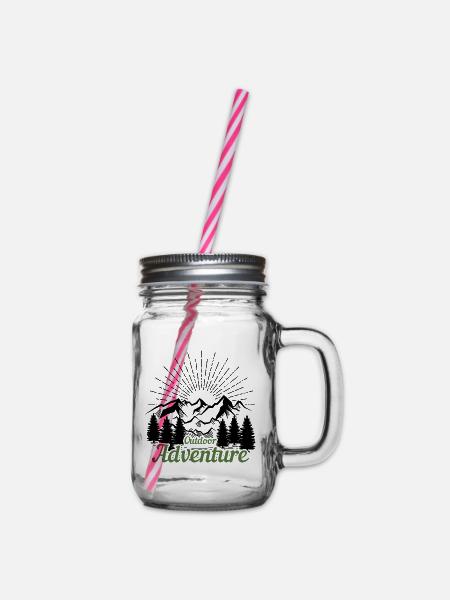 Outdoor Adventure - Wanderung - Henkelglas mit Schraubdeckel - Klar