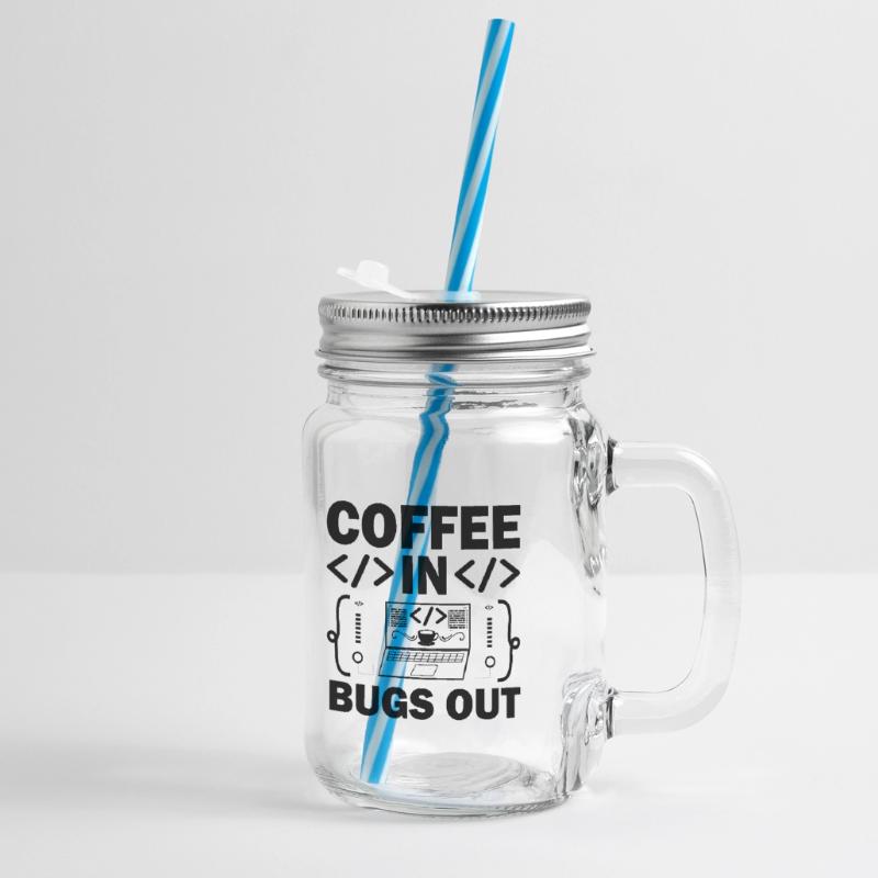 Coffee Coding Programmer Coder Developer Nerd Coff Glass jar with handle and screw cap