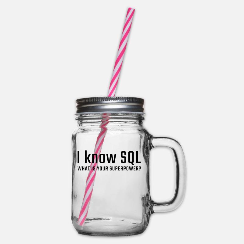 Ich kenne SQL - Henkelglas mit Schraubdeckel - Klar