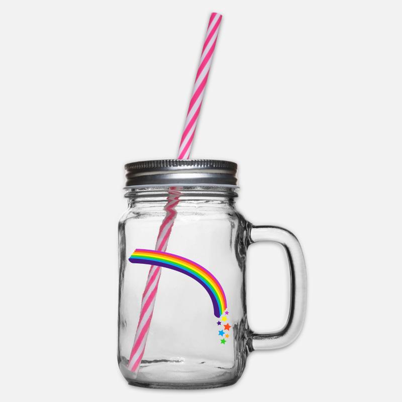 Kidcore Regenbogen Sterne bunt Farben Geschenk - Henkelglas mit Schraubdeckel - Klar