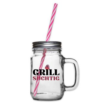 GRILLSÜCHTIG (1) - Henkelglas mit Schraubdeckel - Klar - Rechts