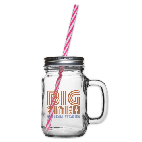Retro Big Finish Logo (front and back) - Glass jar with handle and screw cap