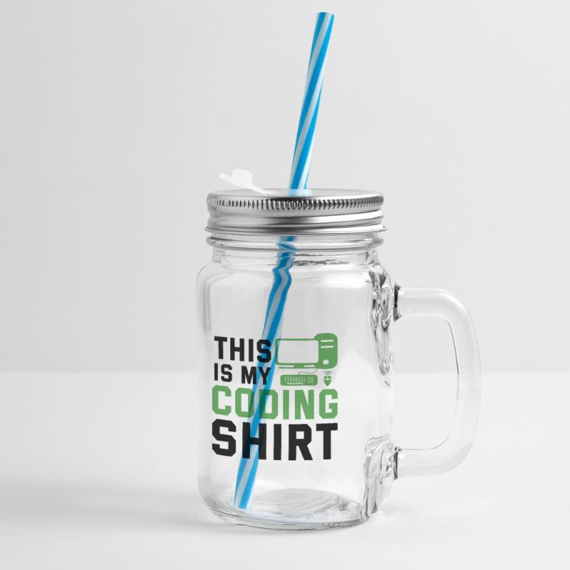 This Is My Coding Shirt Coder Programmer Computer Henkelglas mit Schraubdeckel
