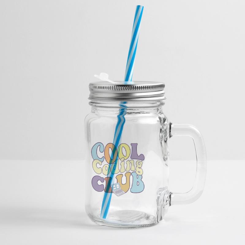 Cool Coding Club Computer Programmer Coder Glass jar with handle and screw cap