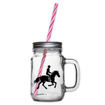Reiter Pferd Reiter - Henkelglas mit Schraubdeckel - Klar - Rechts