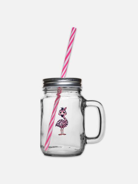 Flamingo - Henkelglas mit Schraubdeckel - Klar