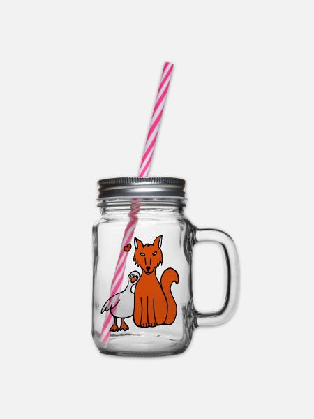 Fuchs und Gans - Henkelglas mit Schraubdeckel - Klar