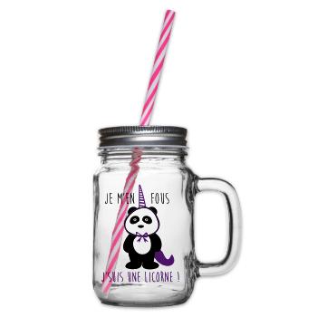 je m'en fous je suis une licorne,panda - Bocal à boisson - transparent - Droite