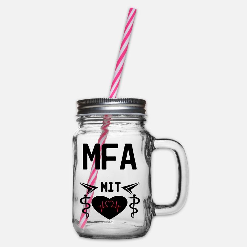 MFA mit Herz Geschenk Medizin Spruch - Henkelglas mit Schraubdeckel - Klar