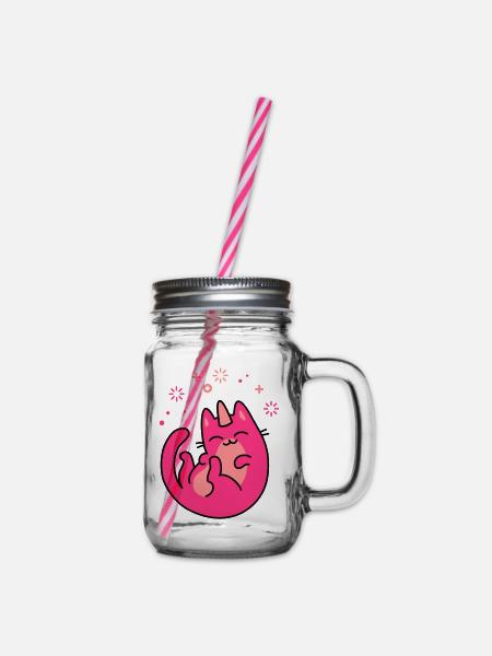 Einhorn Katze - Henkelglas mit Schraubdeckel - Klar