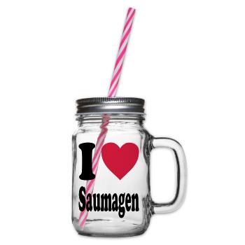 I love Saumagen (Alle Farben!) - Henkelglas mit Schraubdeckel - Klar - Rechts