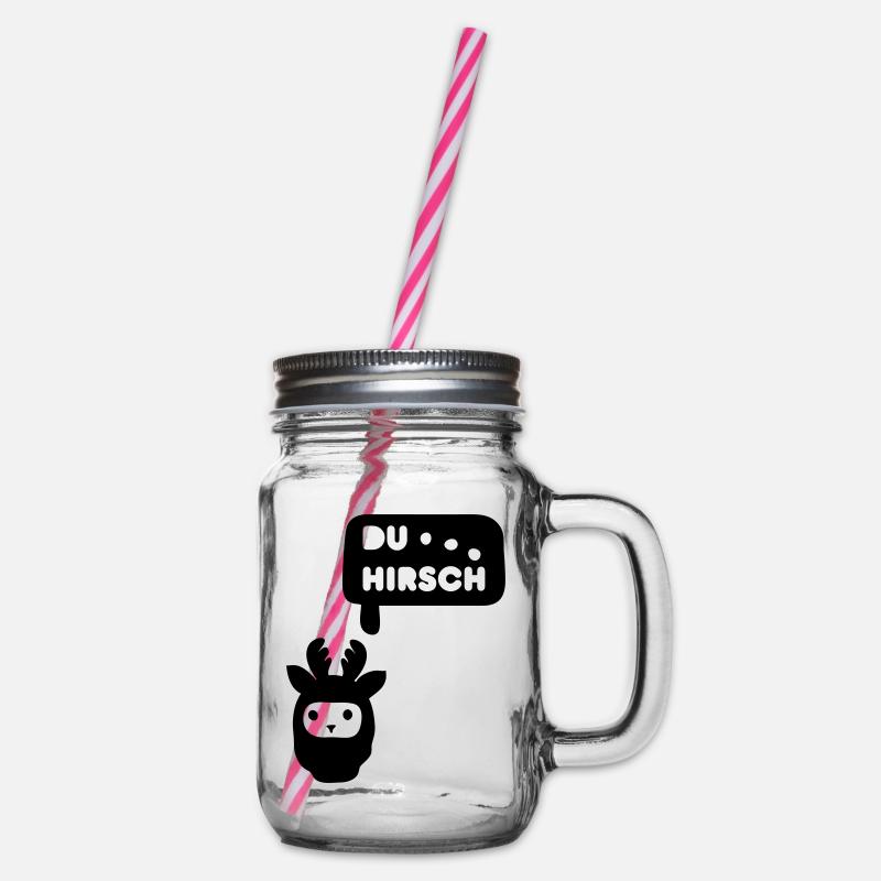 you deer - Glass jar with handle and screw cap - clear
